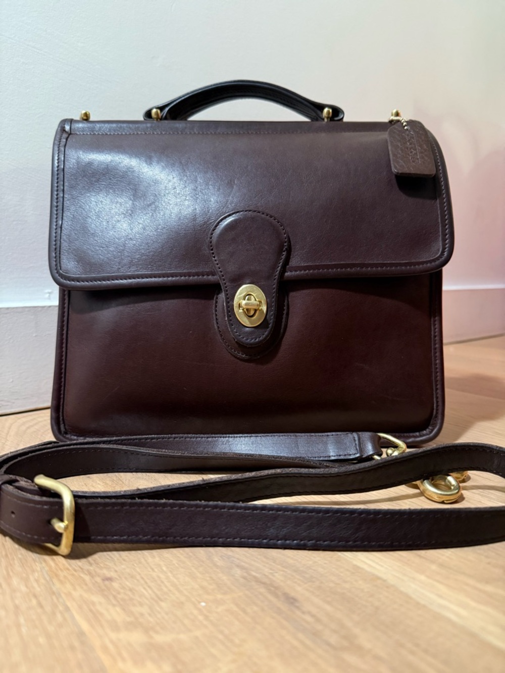 Vintage Coach Willis 9927 Brown Leather Satchel Crossbody Bag Turnlock USA